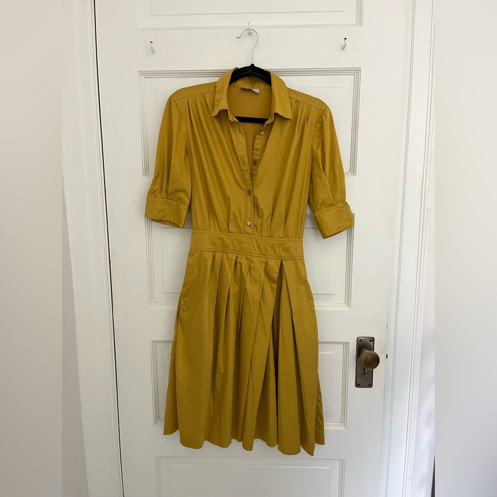 Moschino Cheap and Chic Yellow Pleated Shirt Dress